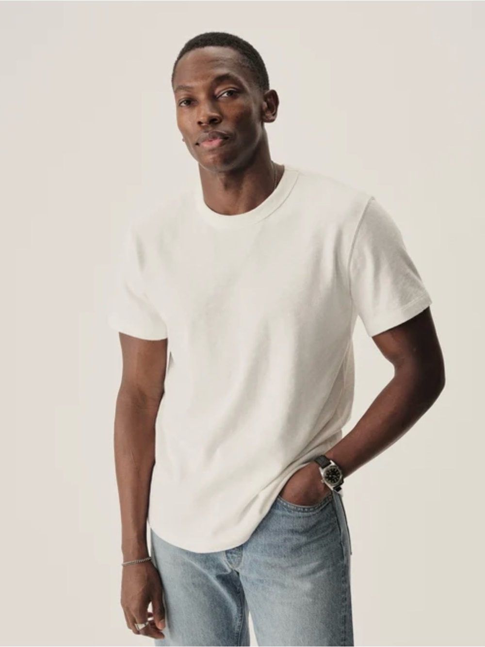 Buck Mason Men’s Field-Spec Heavy 100% Cotton Tee in White Sz XL